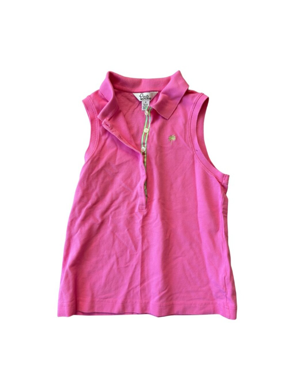 Lilly Pulitzer Pink Palm Tree Polo Shirt - Sleeveless Top